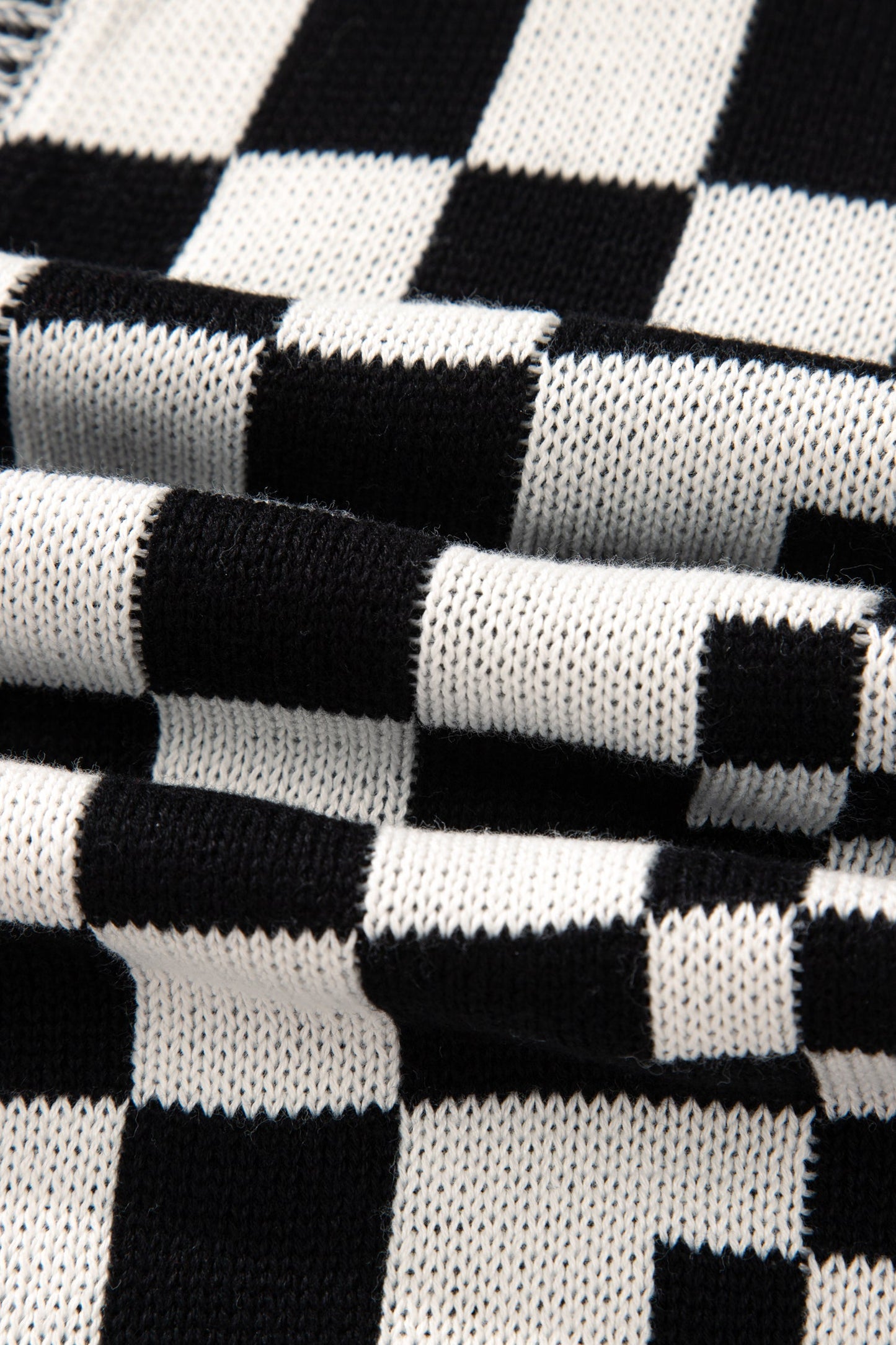 Plus Size Checker Drop Shoulder Open Front Cardigan