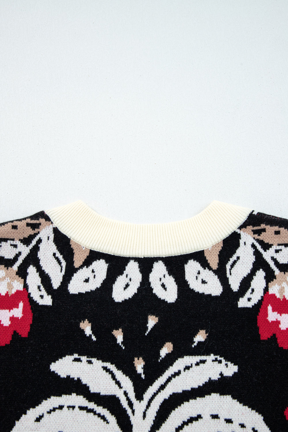 Floral Knit Button-Front V-Neck Cardigan