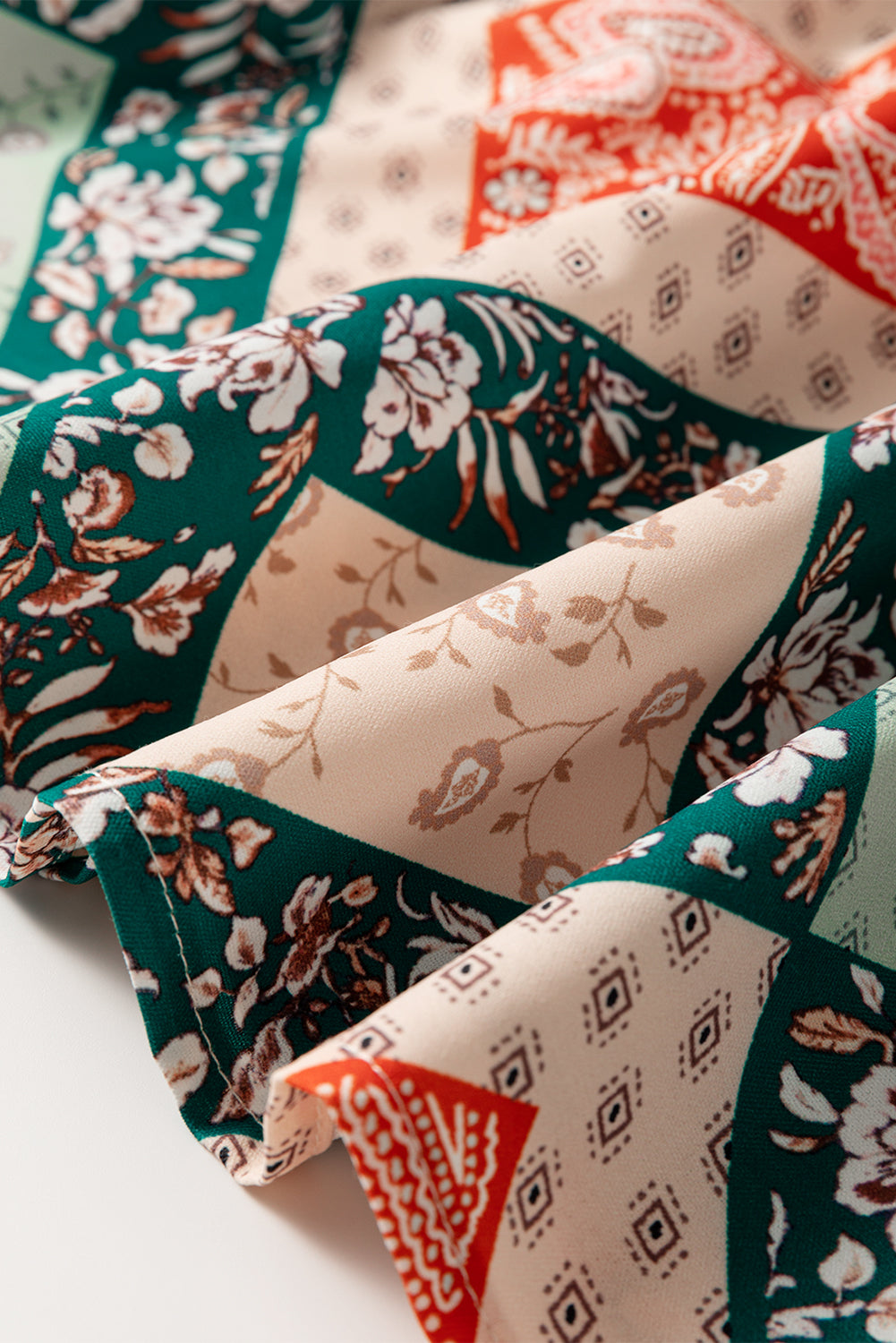 Paisley Geometric Patchwork Long Sleeve Top