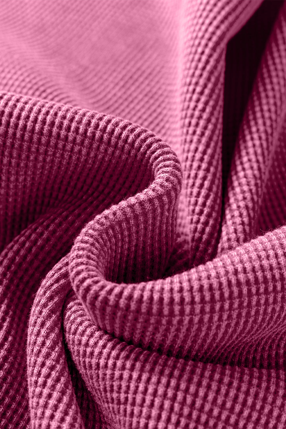 Waffle Knit Patchwork Long Sleeve Top