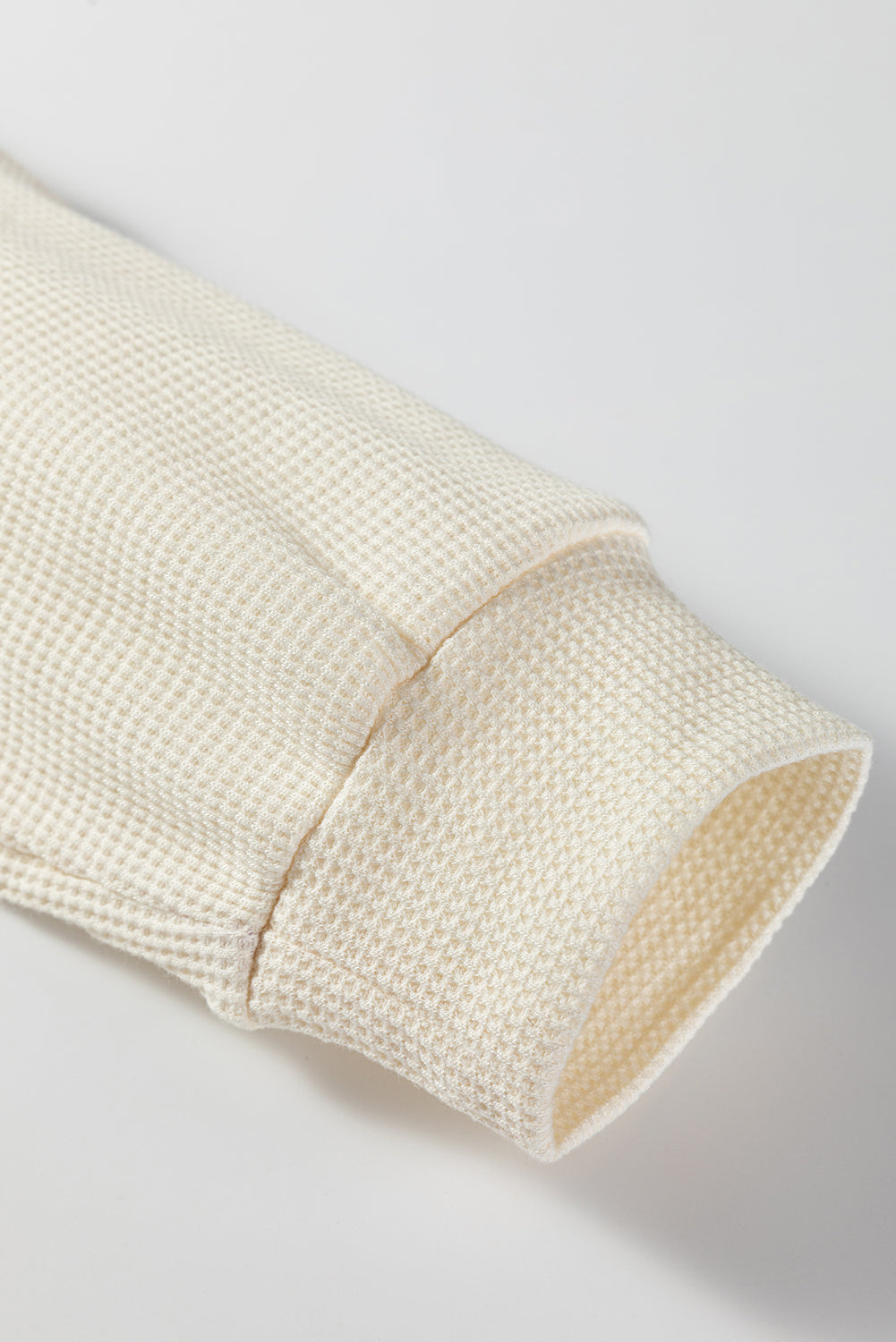 Waffle Knit Colorblock Patchwork Buttoned Hoodie