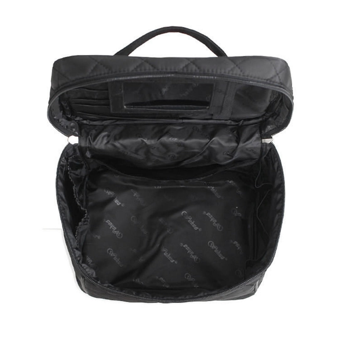 Folding mirror cosmetic bag, large capacity multi-functional toilet bag, travel waterproof storage bag,