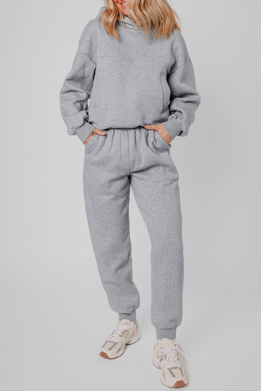 Solid Reverse Seams Hoodie and Joggers Set