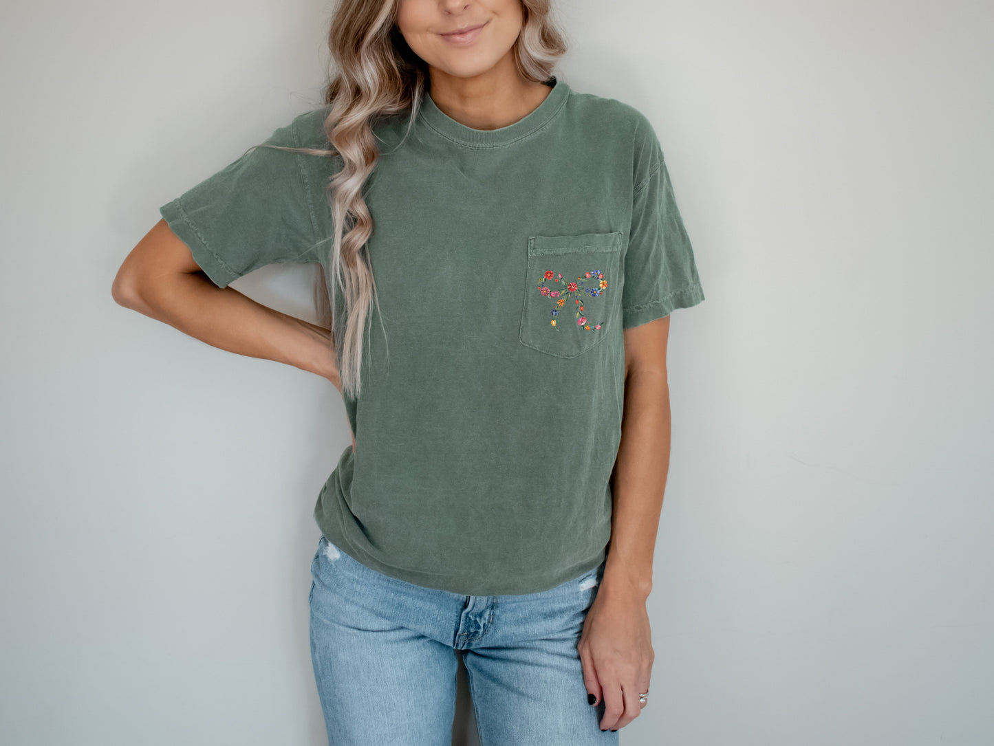 Wildflowers Ribbon Color Botanical Comfort Colors Pocket T Shirt