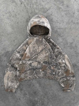 Retro leopard print hooded sweatshirt