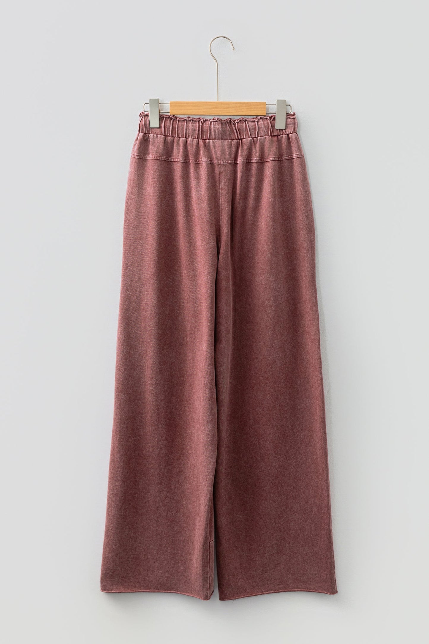 Mineral Wash High Waist Raw Hem Pants