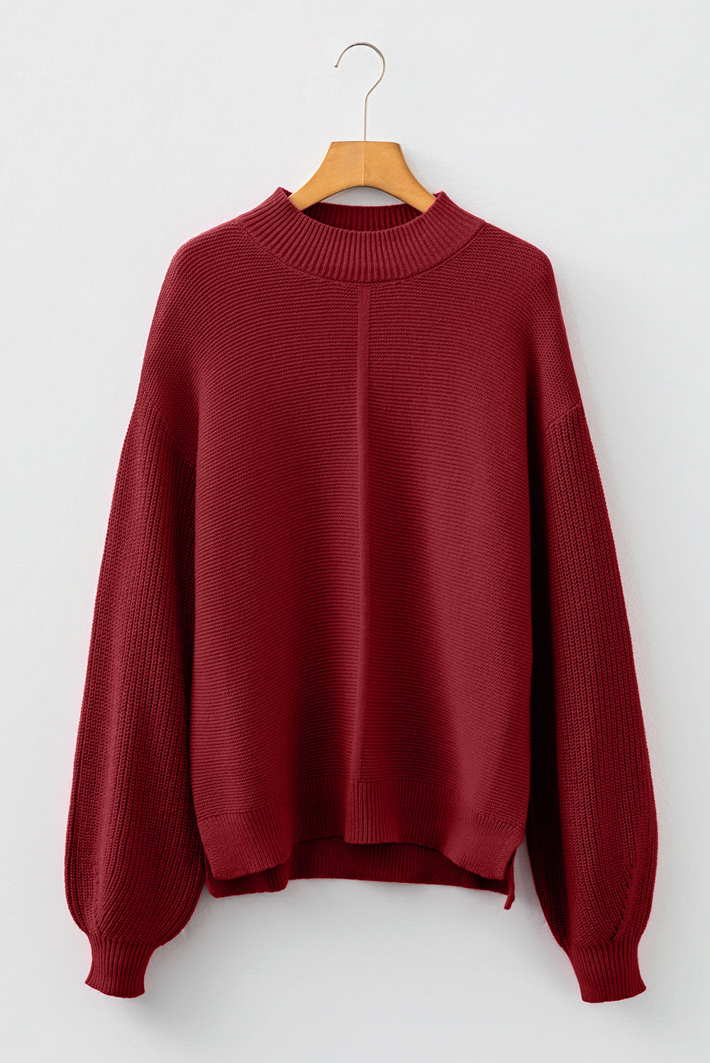 Solid Front Seam Drop Shoulder Sweater