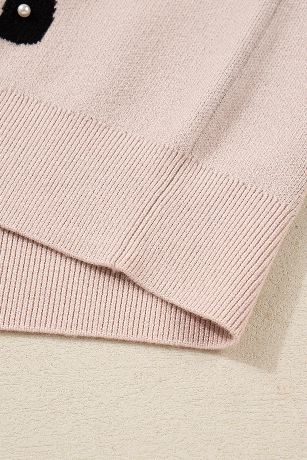 Bow Pearl Embellished Drop Shoulder Sweater