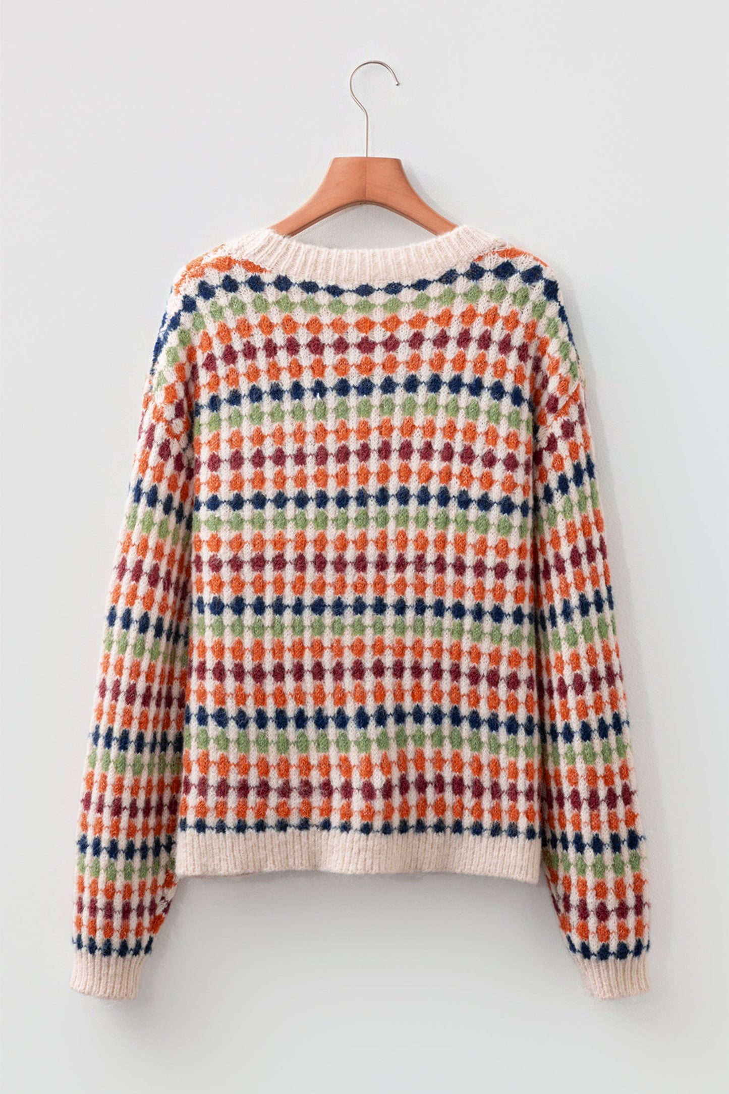 Stripe Dotty Knit Drop Shoulder Sweater