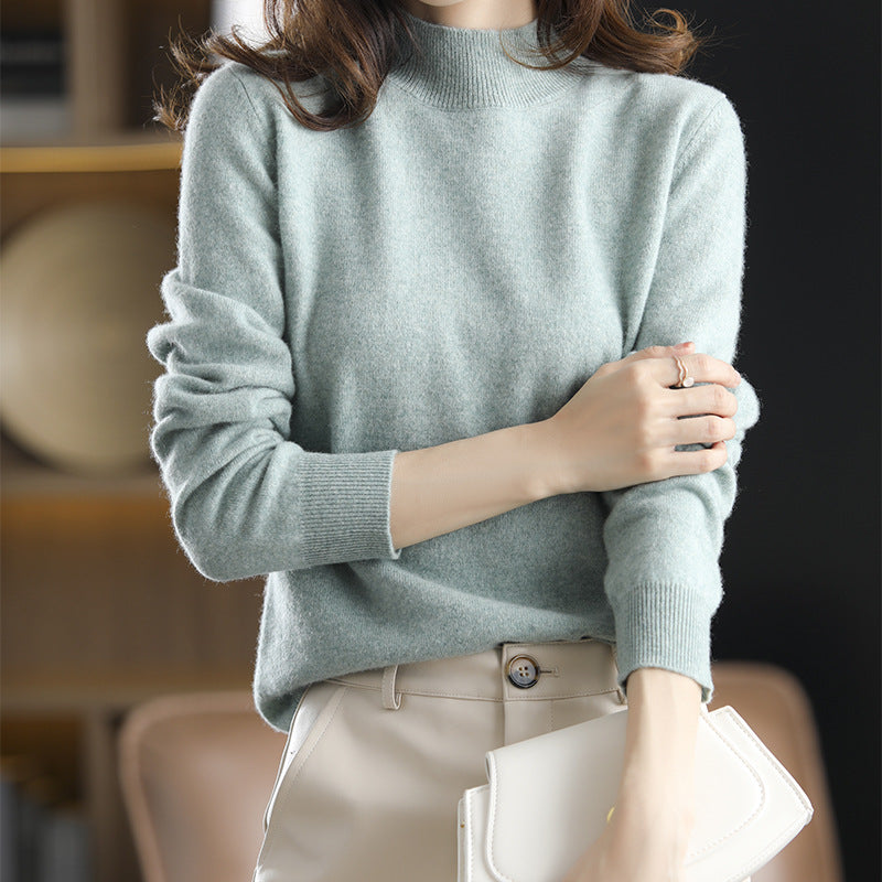 Half-neck knitted sweater, loose-fitting top