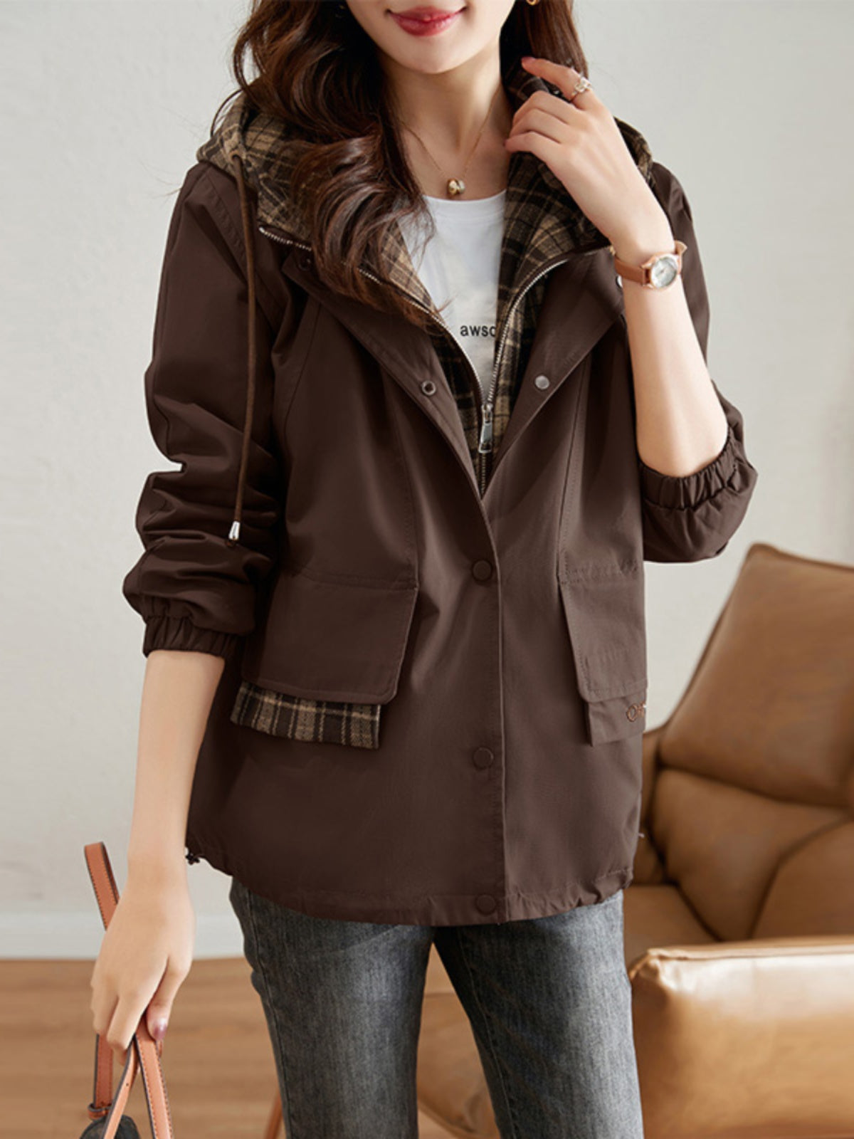 Mid-Length Fleece-Lined Casual Coat for Women
