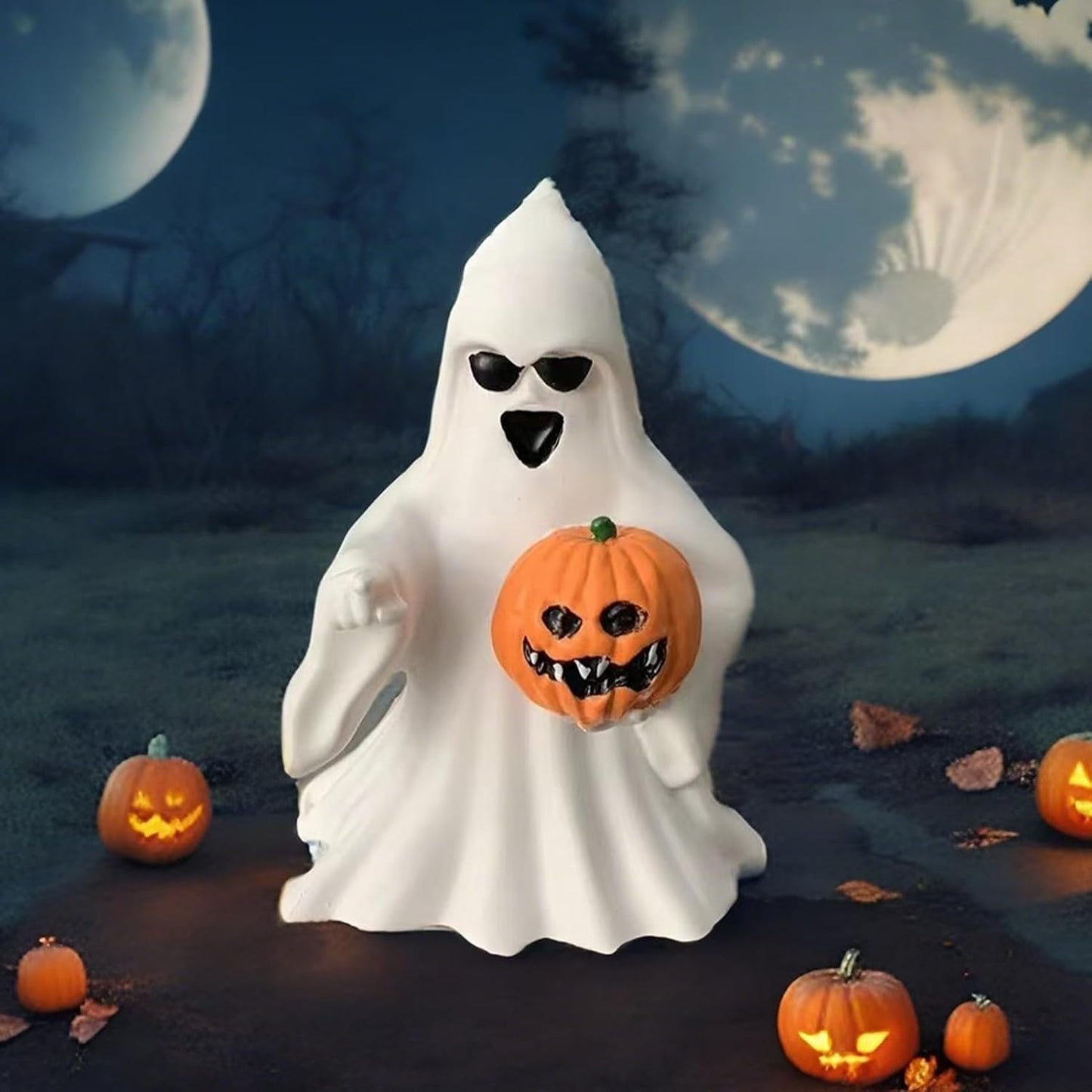 Halloween Ghost Figurine - Spooky Resin Ghost Statue, Cute Ghost Decor for Halloween Decorations, Porch and Indoor Spooky Home Decor (Ghost (1 Figurine))