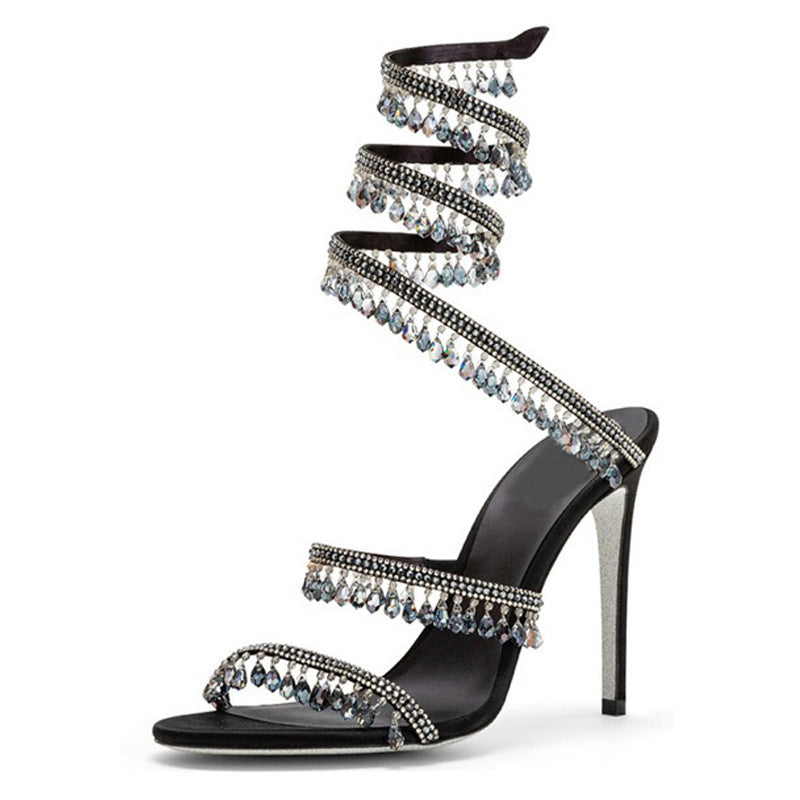 strappy open-toe shoes for walking down the runway