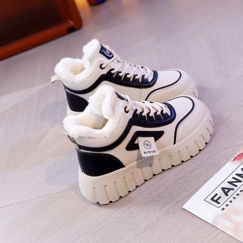 Women's Cotton Shoes Fashion Flat Soft Sole Warm Fleece Lining