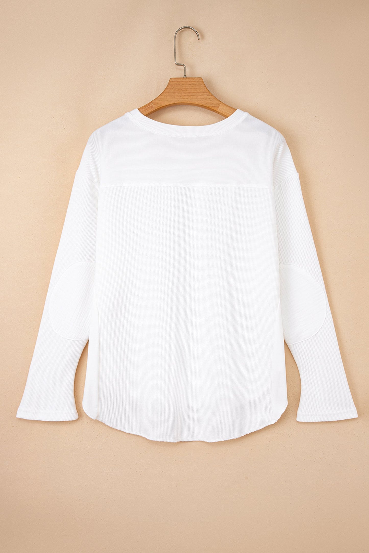 Solid Waffle Ribbed Patchwork Dolman Sleeve Oversized Top