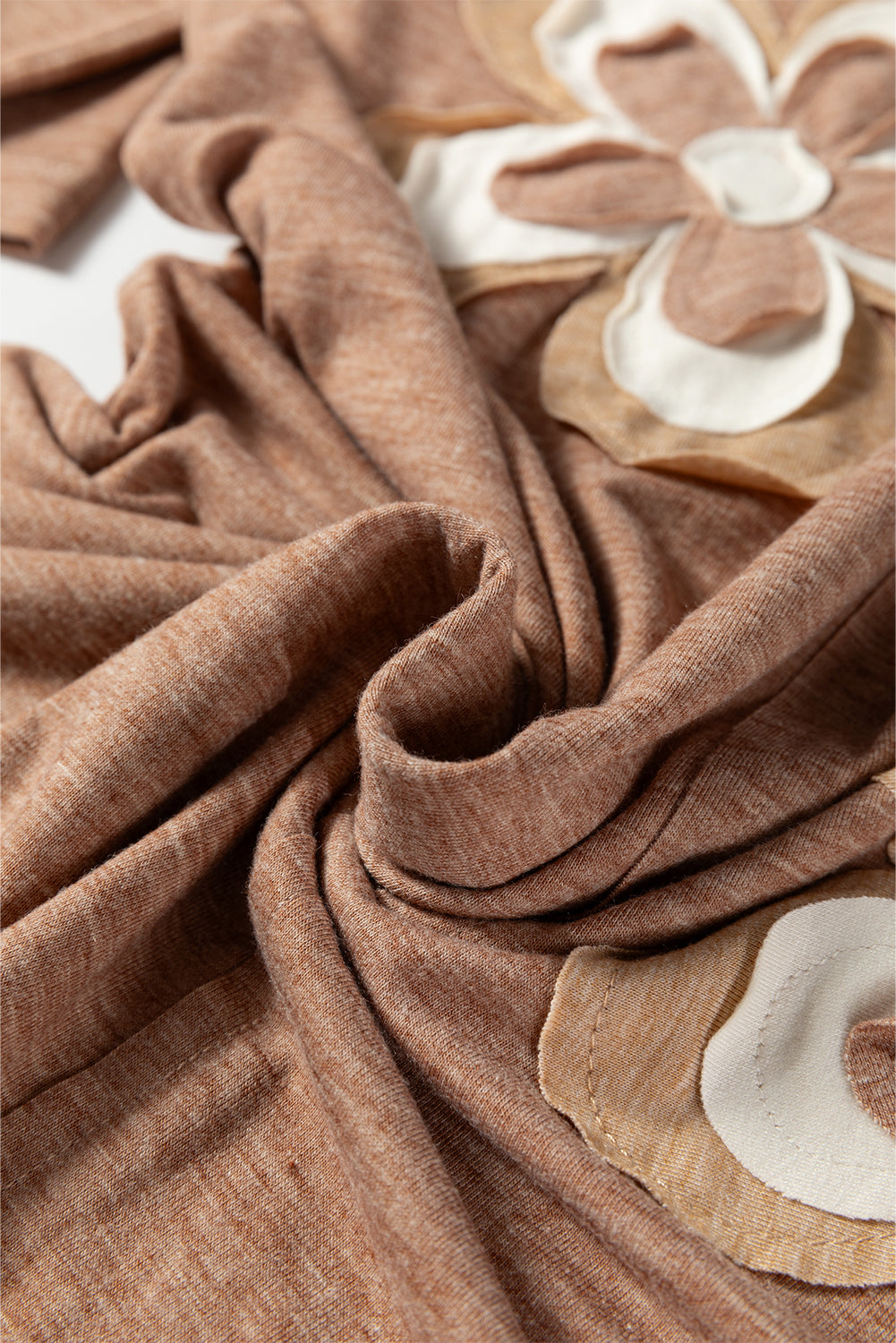 Floral Patchwork V-Neck Long Sleeve Top