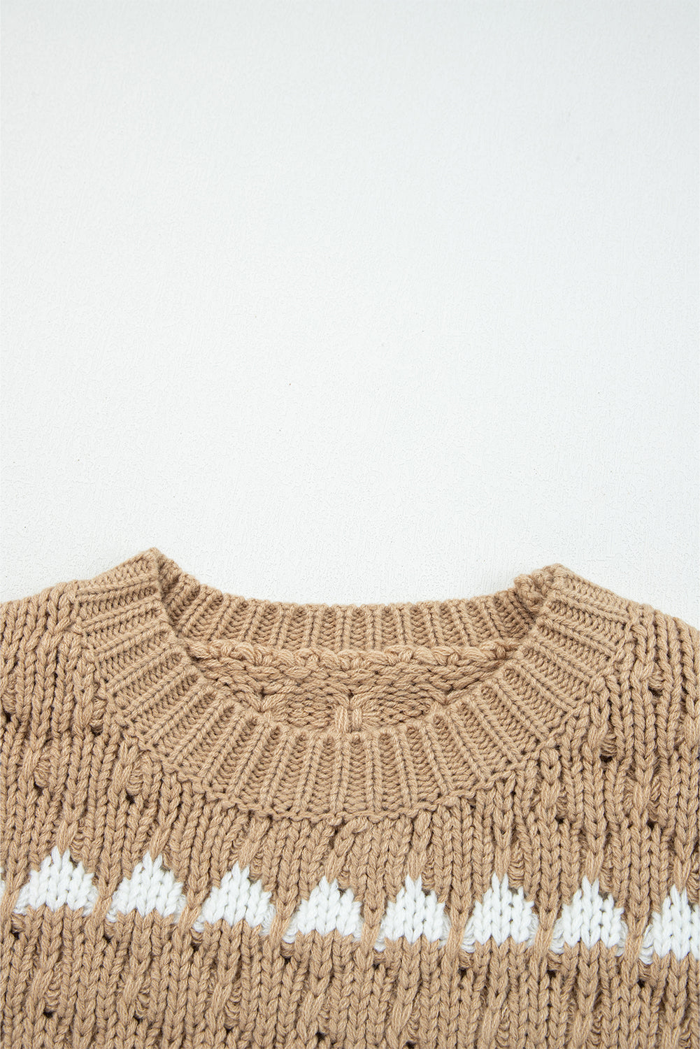 Colorblock Textured Knit Puff Sleeve Sweater