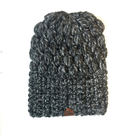 Crochet Slouch Hat | Licorice Gray Slouchy Beanie
