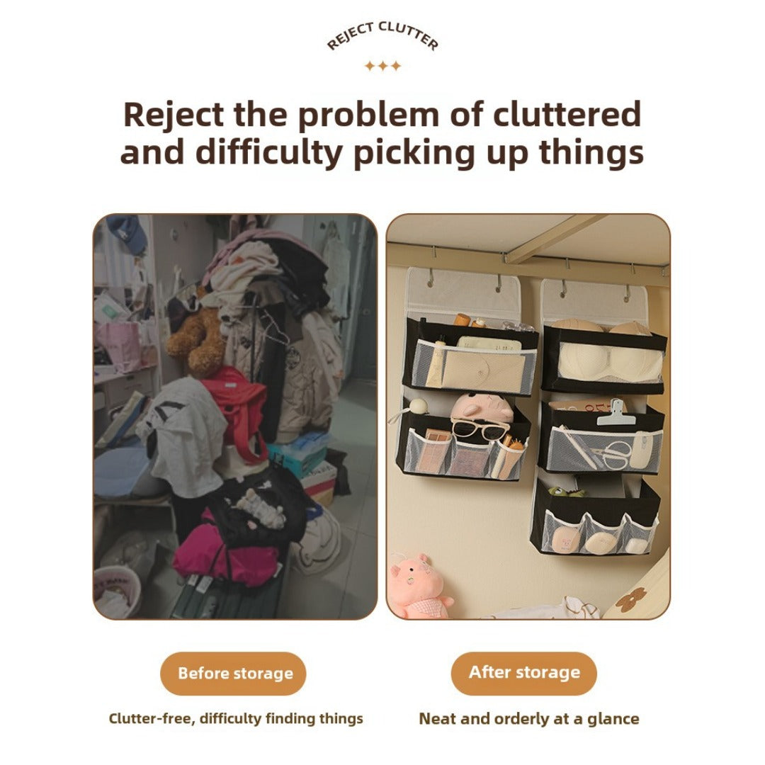 Dormitory multi-layer visual storage hanging bag foldable large-capacity item shelf wall-mounted layered hanging bag