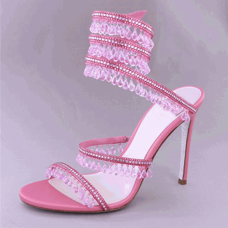 strappy open-toe shoes for walking down the runway