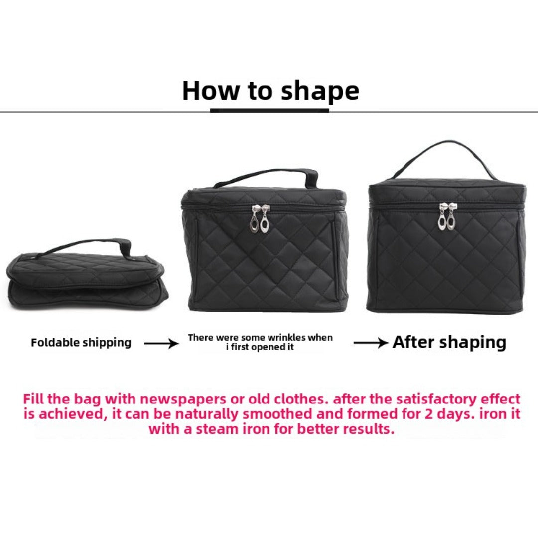 Folding mirror cosmetic bag, large capacity multi-functional toilet bag, travel waterproof storage bag,