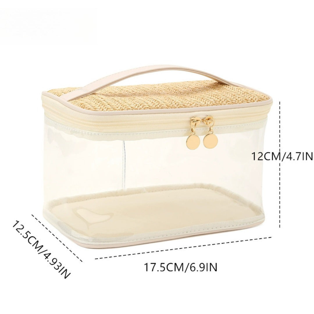 Large capacity PVC straw makeup bag for women,Portable travel toiletry bags, cosmetics portable storage bags, lightweight makeup bags,