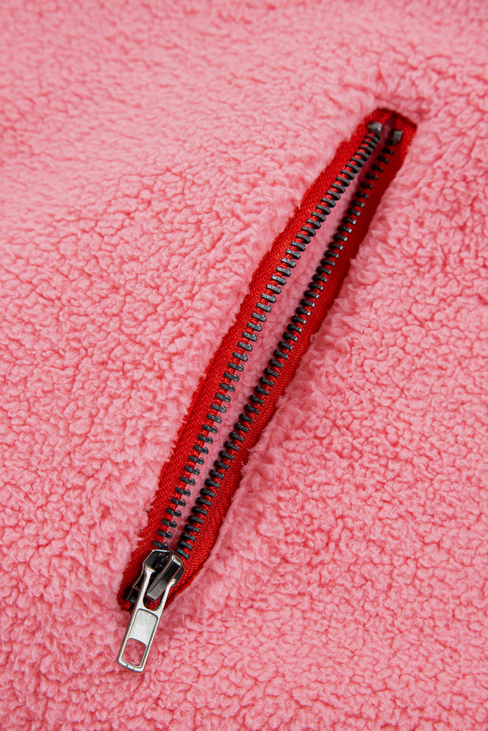 Sherpa Faux Leather Trim Half-Zip Pocketed Sweatshirt