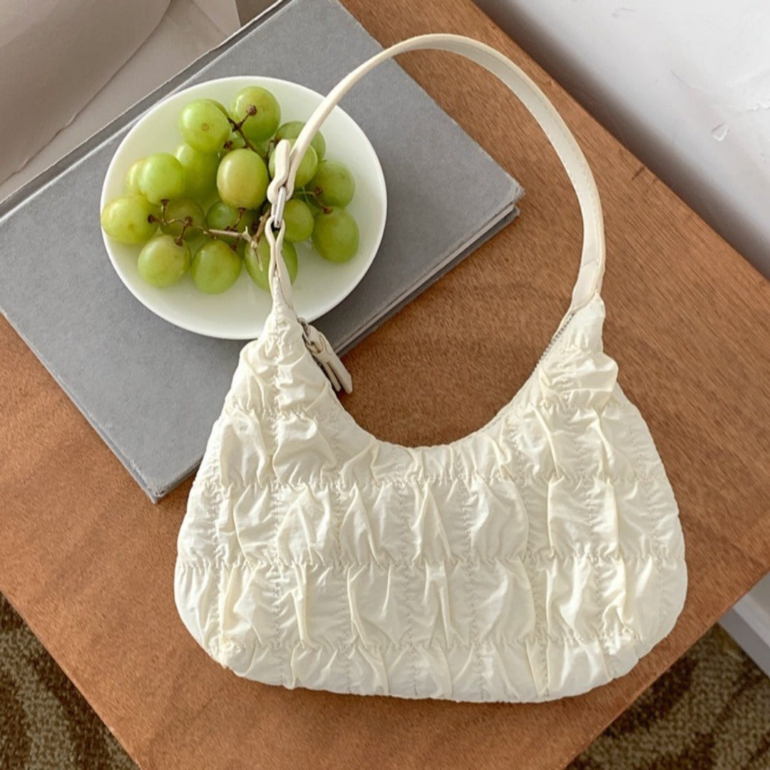 small shoulder bag cream puff bag pleated bag hobo