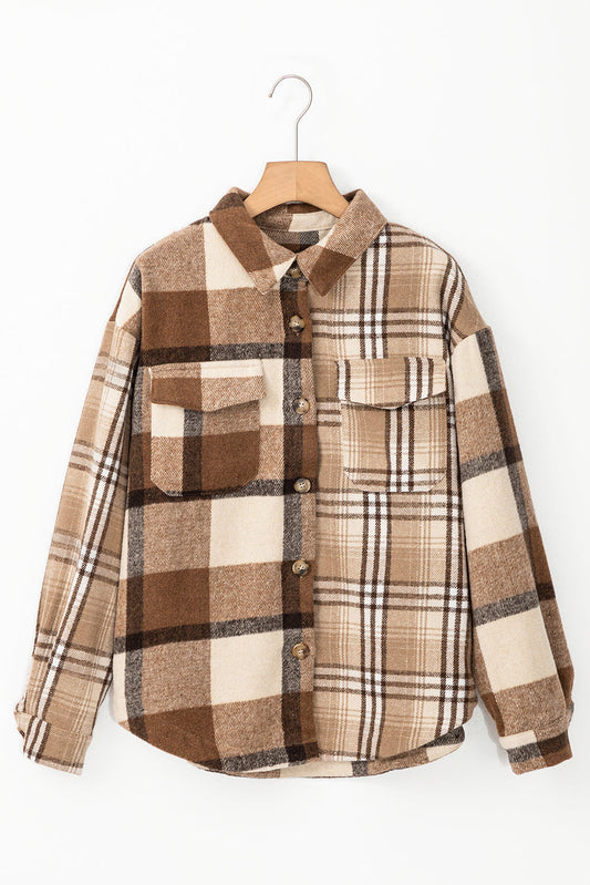 Plaid Double Flap Pocket Button-Up Shacket