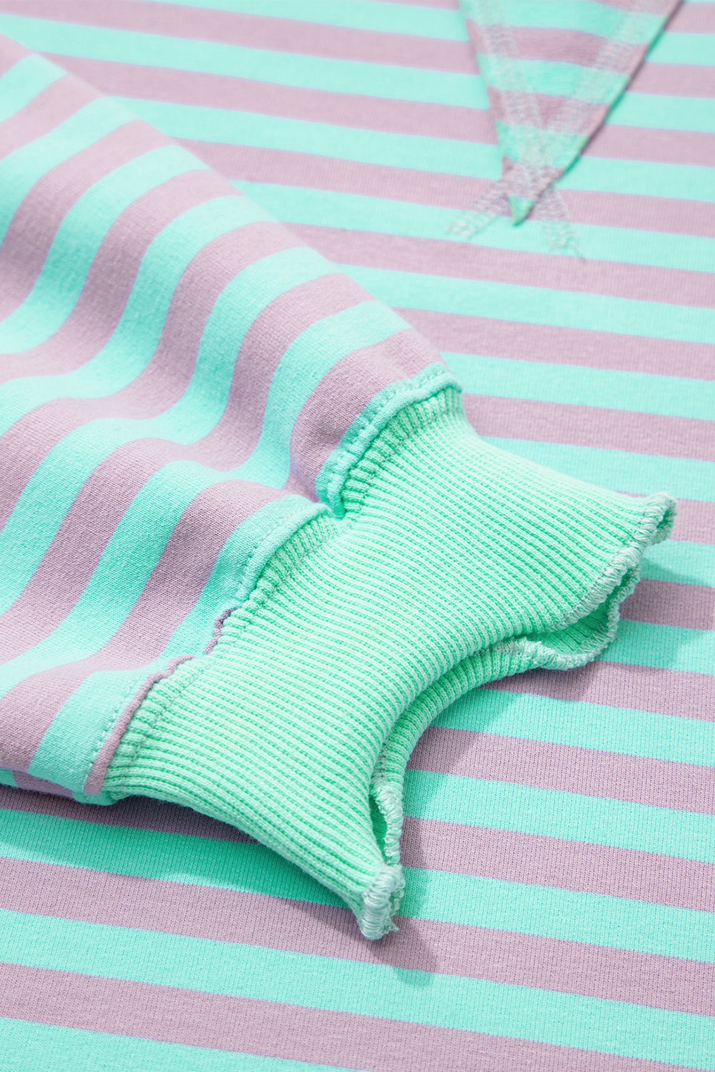 Stripe Reverse Seam Contrast Trim Sweatshirt