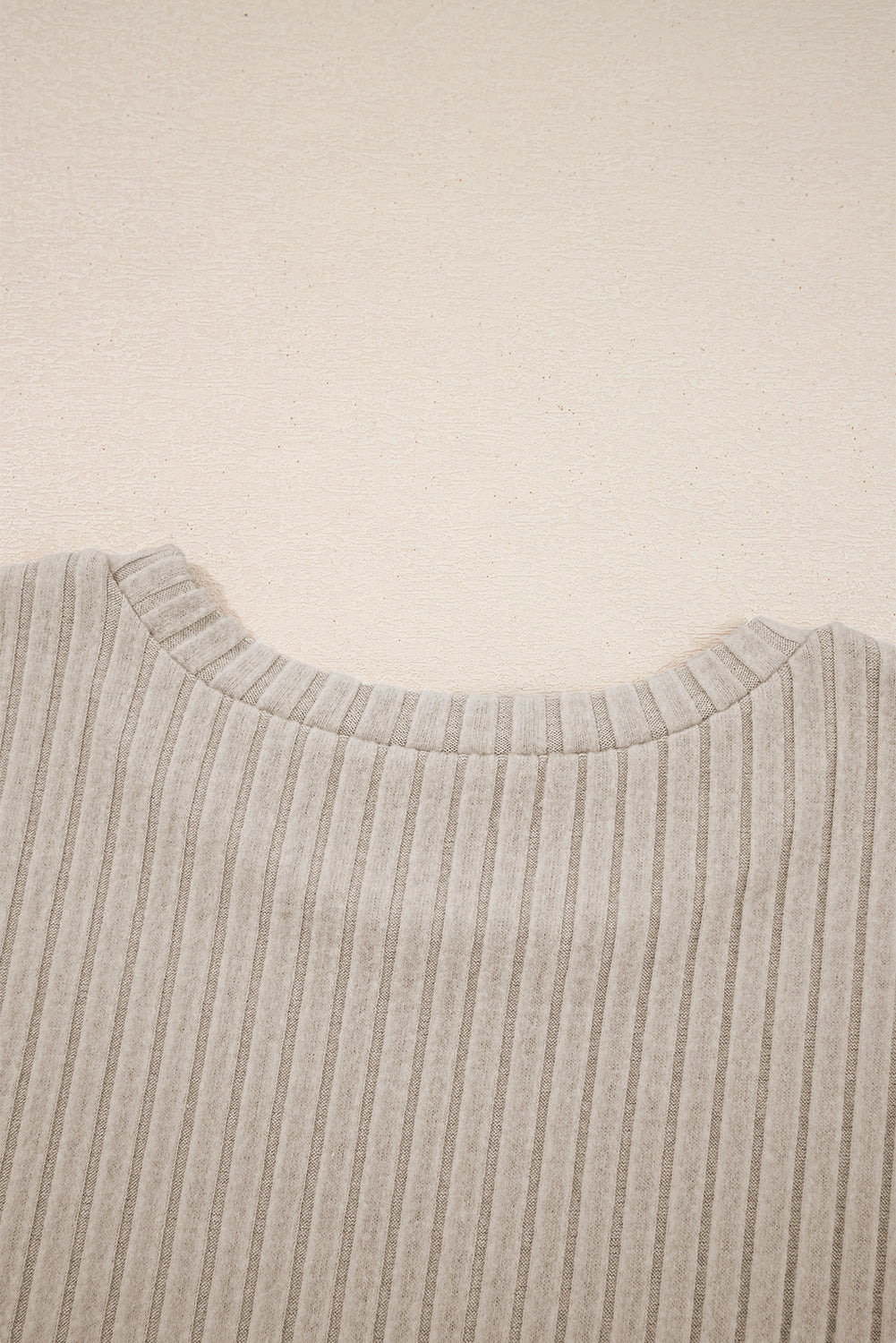 Solid Ribbed Knit Textured Round Neck Top