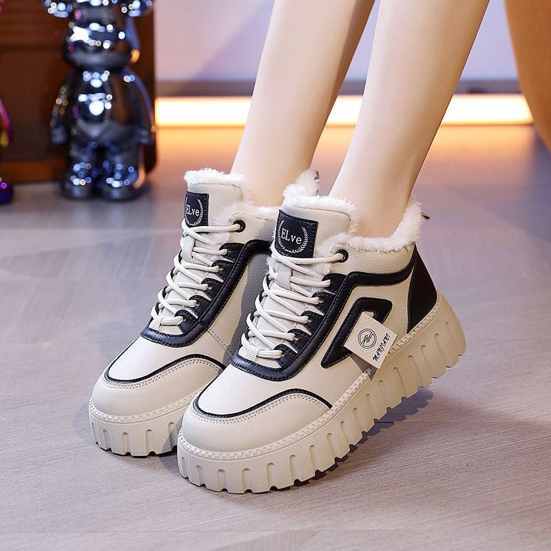 Women's Cotton Shoes Fashion Flat Soft Sole Warm Fleece Lining