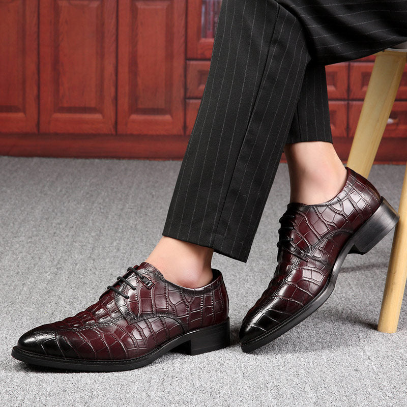 Mens Formal Leather Shoes Crocodile Pattern