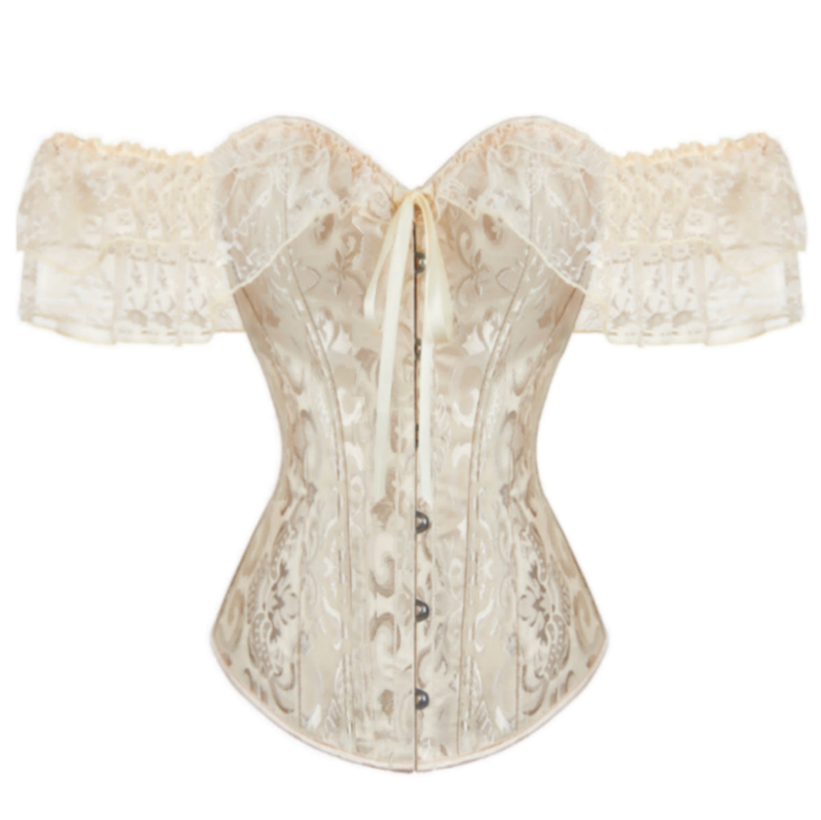 Court dress corset with lace trim