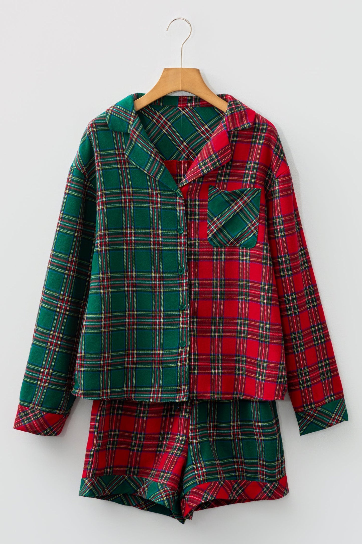 Christmas Plaid Patchwork Pajama Set
