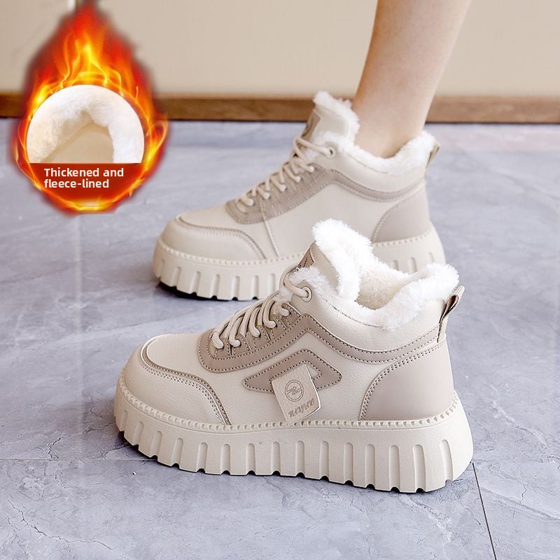 Women's Cotton Shoes Fashion Flat Soft Sole Warm Fleece Lining