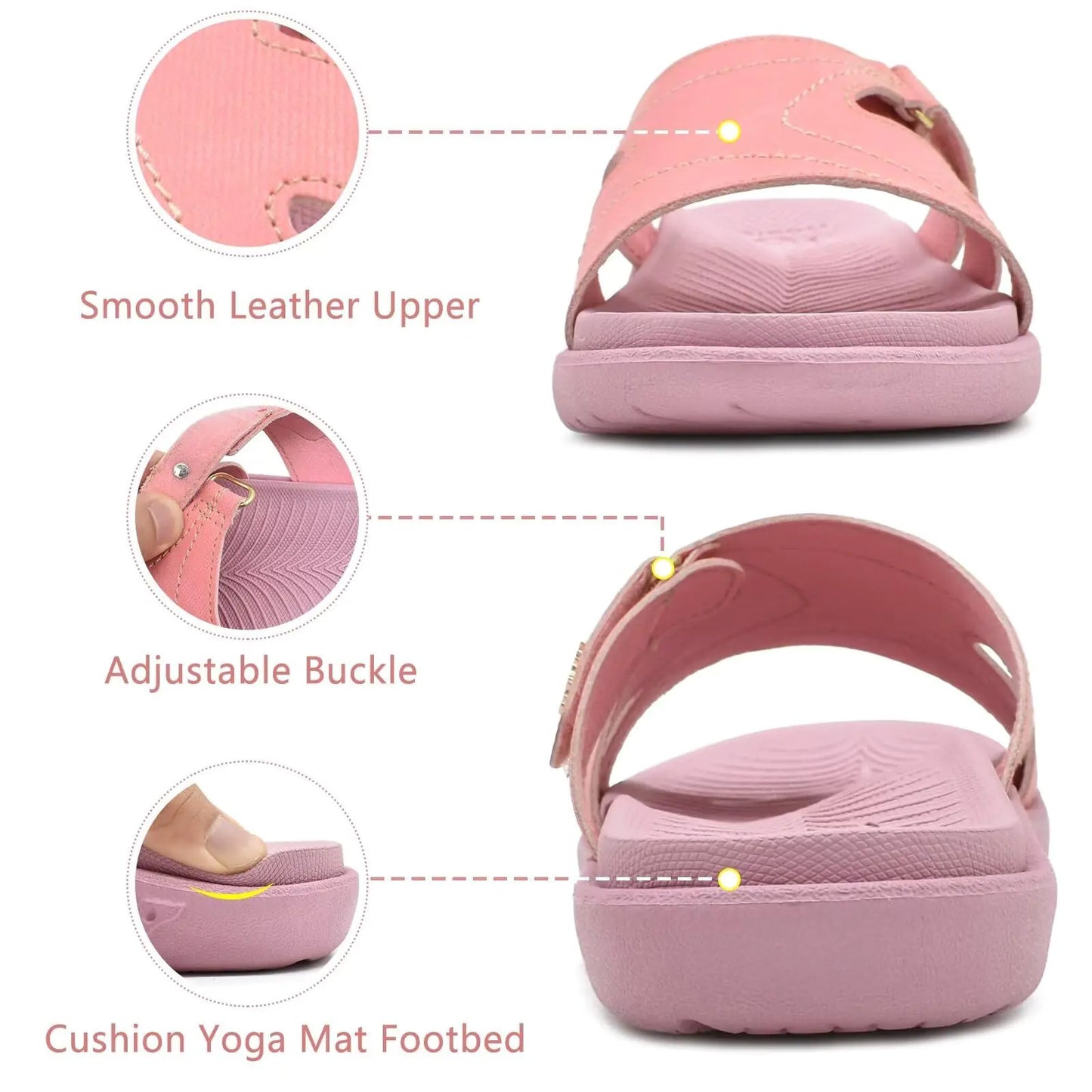 KuaiLu Womens Fashion Orthotic Slides Ladies Lightweight Athletic Yoga Mat Sandals Slip On Thick Cushion Slippers Sandals With Comfortable Plantar Fasciitis Arch Support 8 Pink - # GIAA73510003