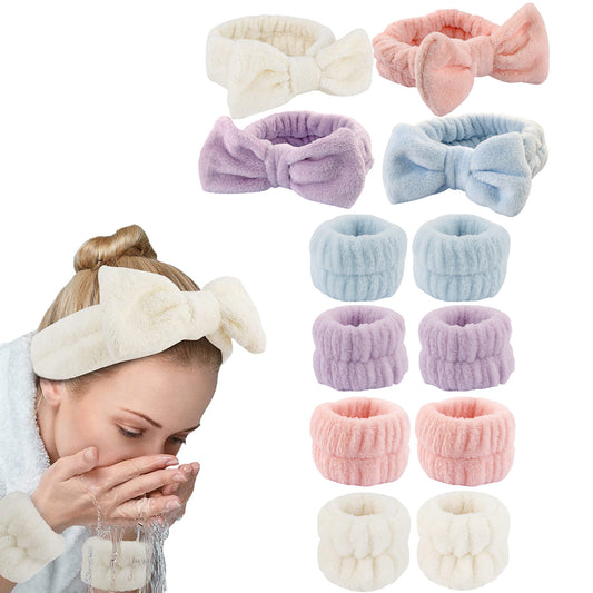 Soft Coral Fleece Wristband and Hairband Set
