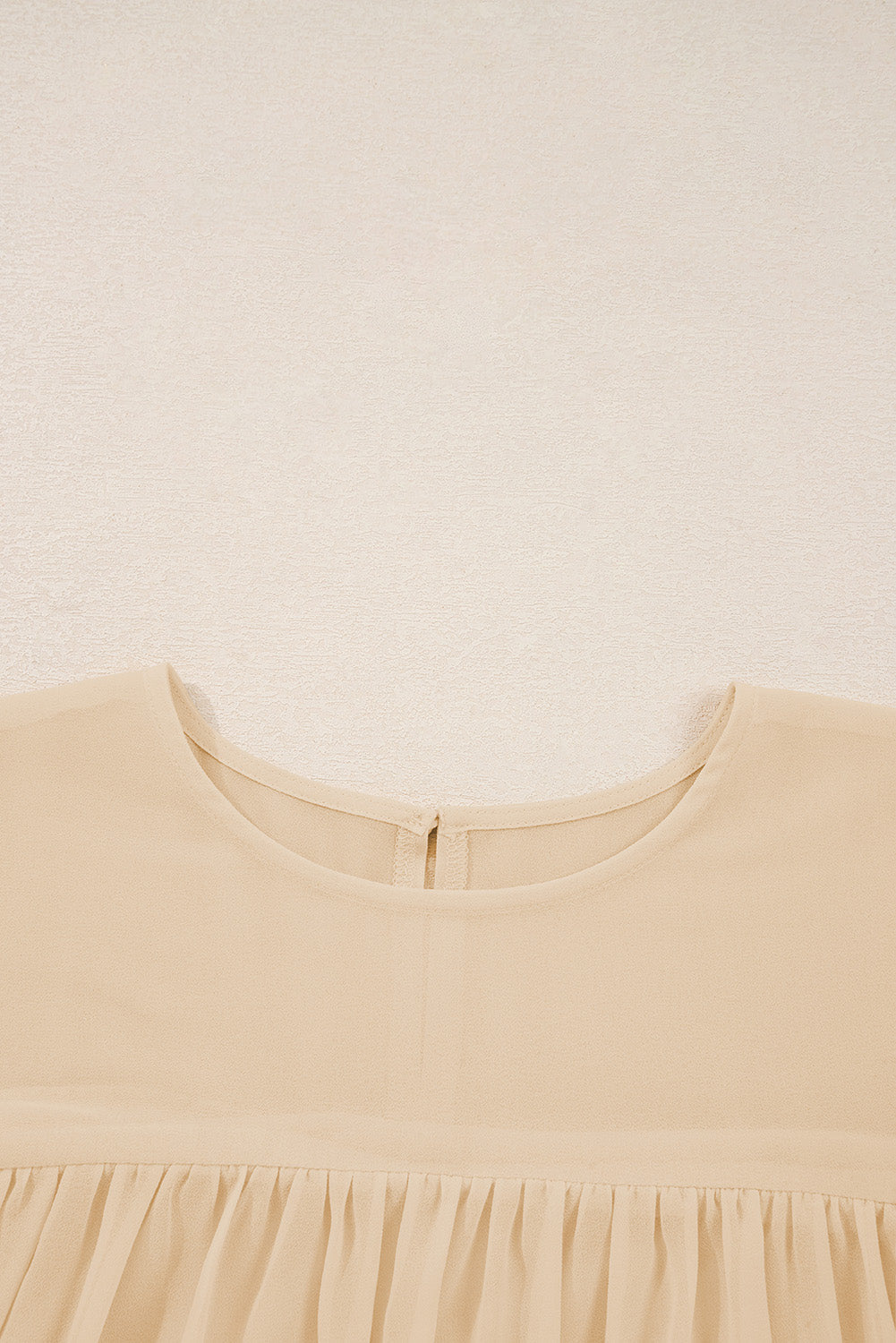 Solid Chiffon Pleated Ruffle Long Sleeve Blouse