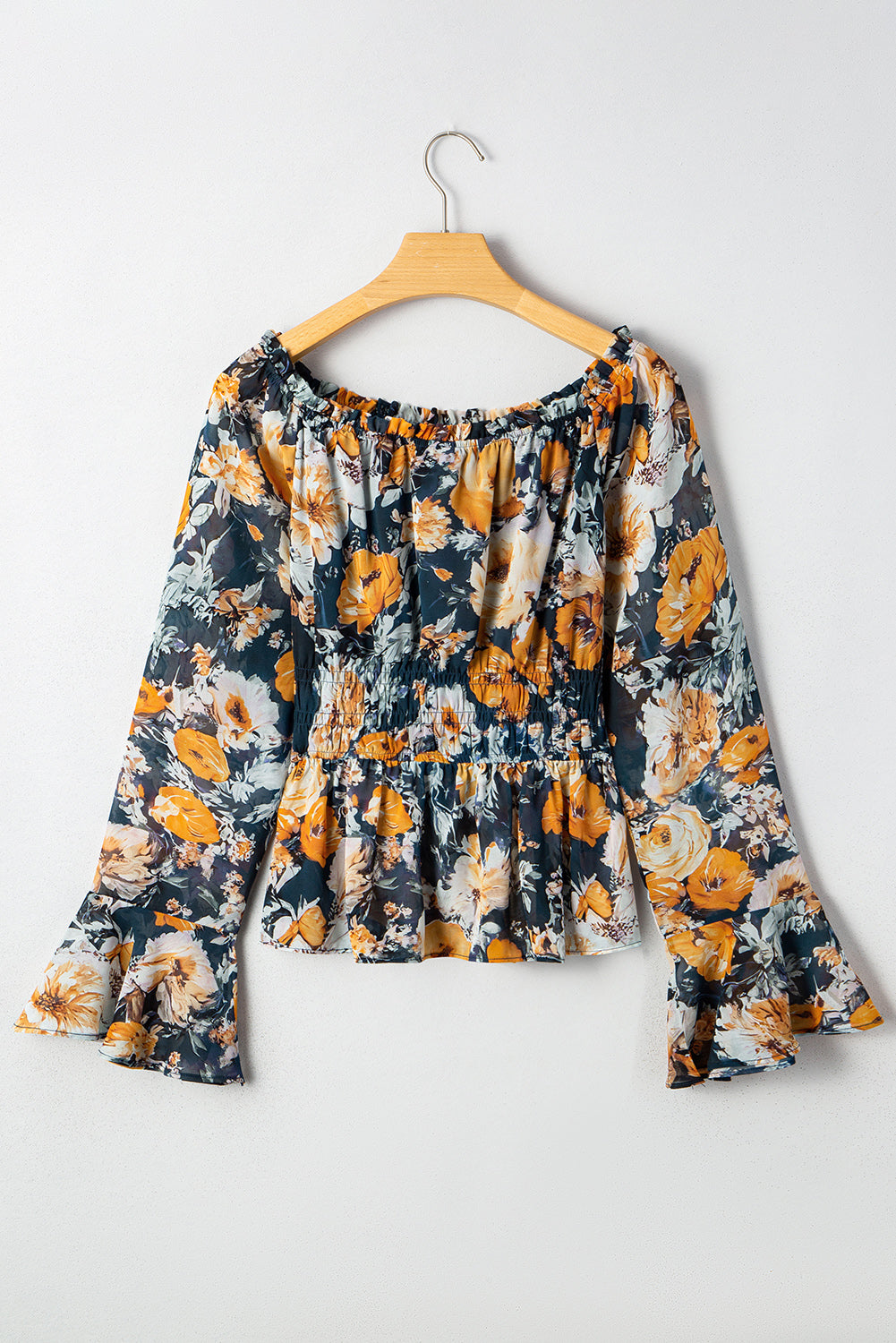 Floral Off Shoulder Bell Sleeve Peplum Top