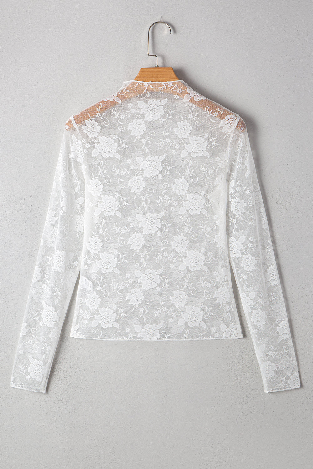Floral Lace Sheer Mesh Long Sleeve Top