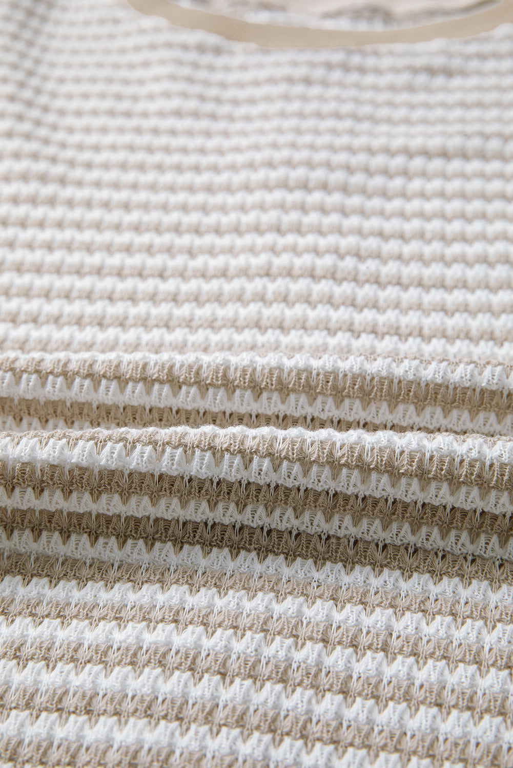 Stripe Ribbed Trim Drop Shoulder Top