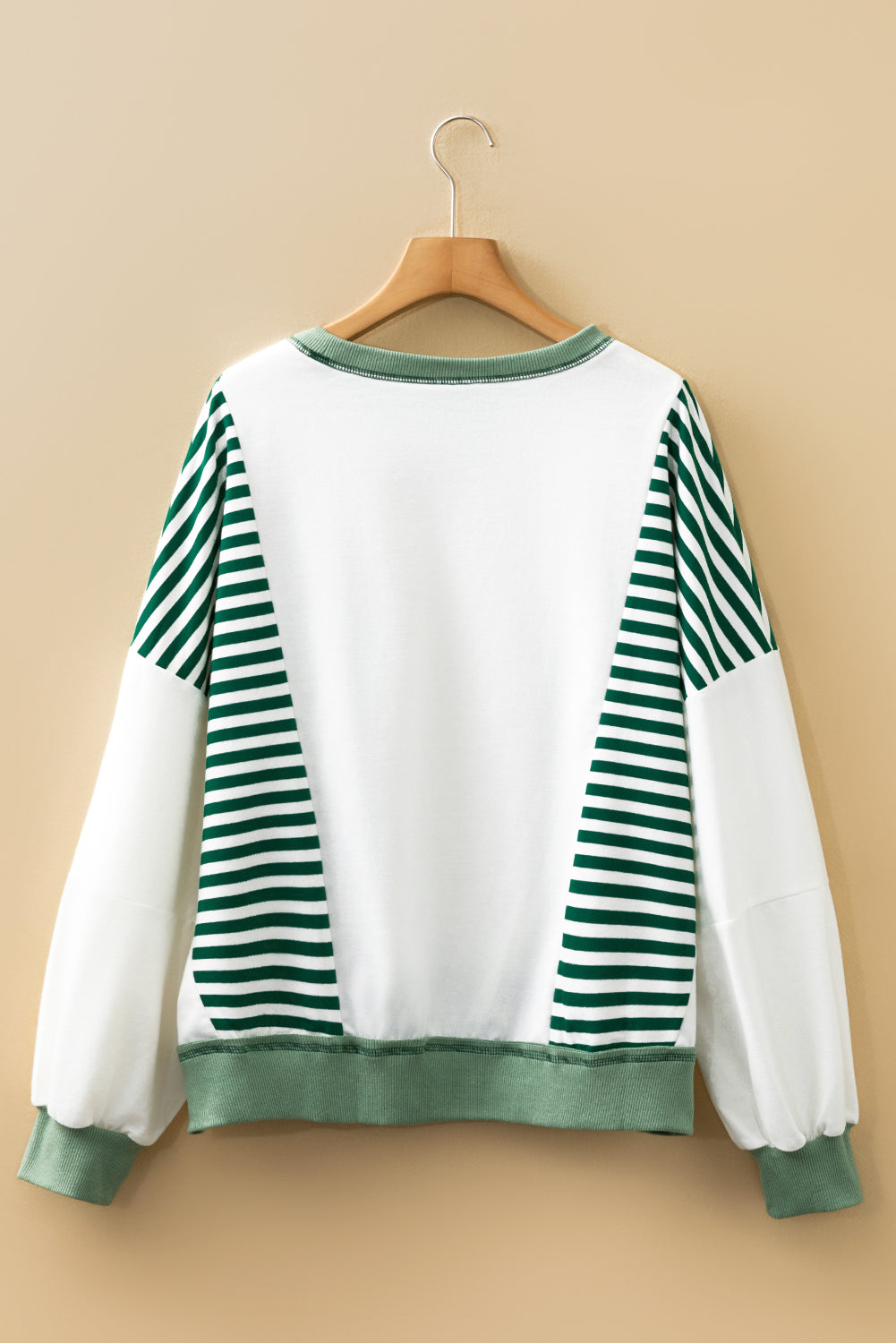 Stripe Colorblock Patchwork Contrast Stitch Sweatshirt