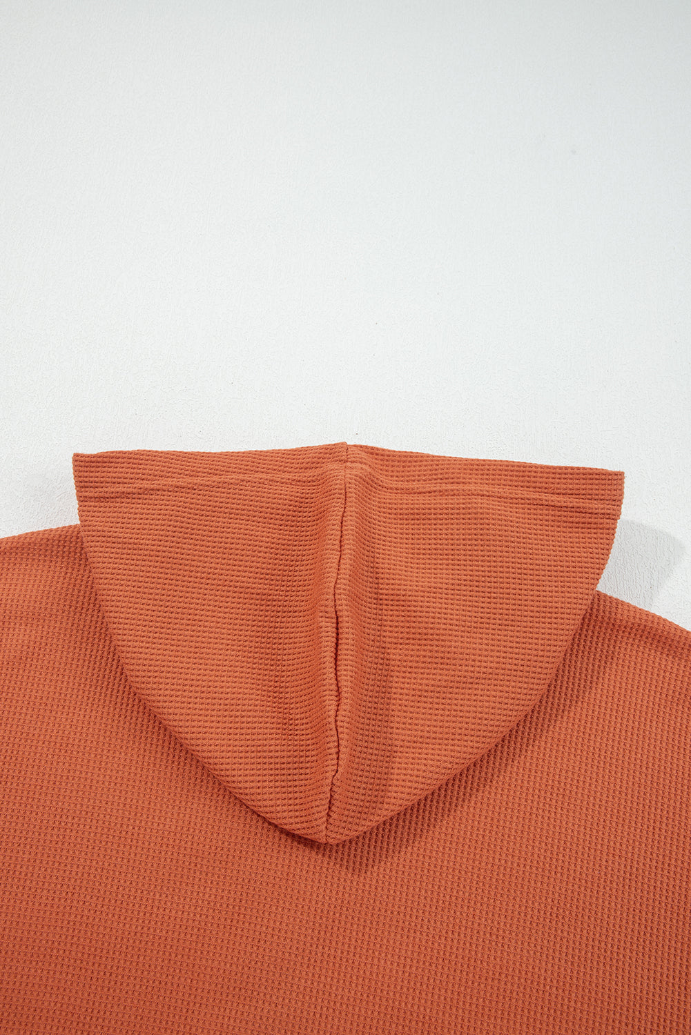 Stripe Waffle Patchwork Hooded Long Sleeve Top