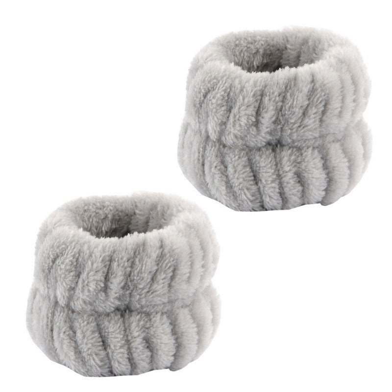 Soft Coral Fleece Wristband and Hairband Set