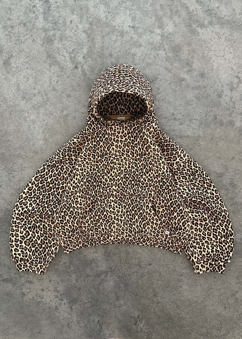 Retro leopard print hooded sweatshirt