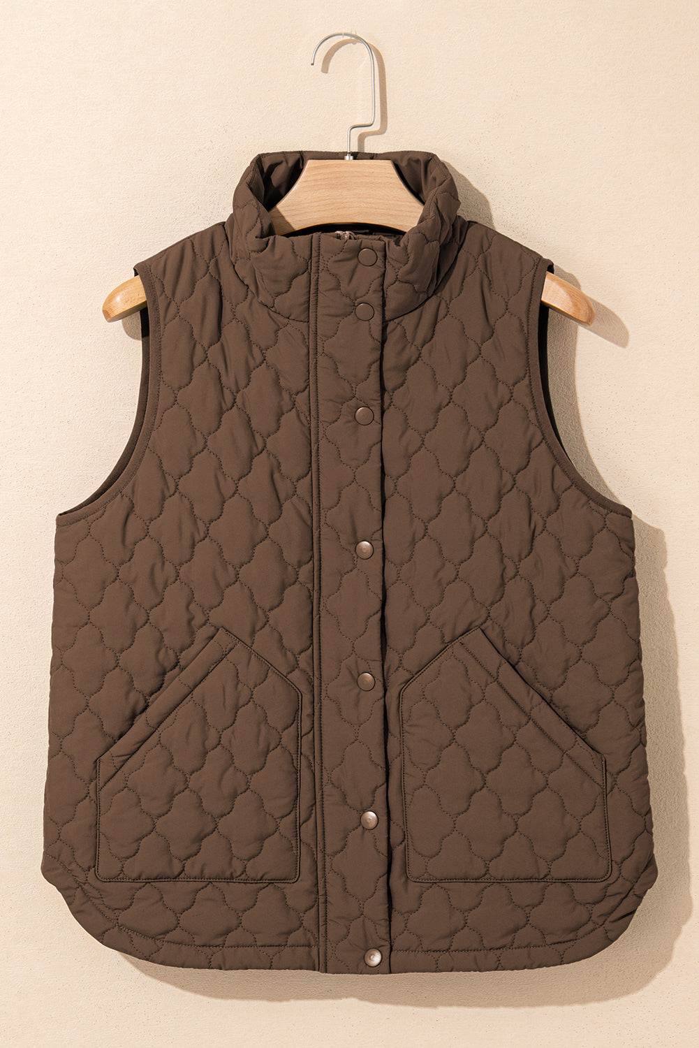 Quilted Zip-Up Snap Button Pocketed Vest