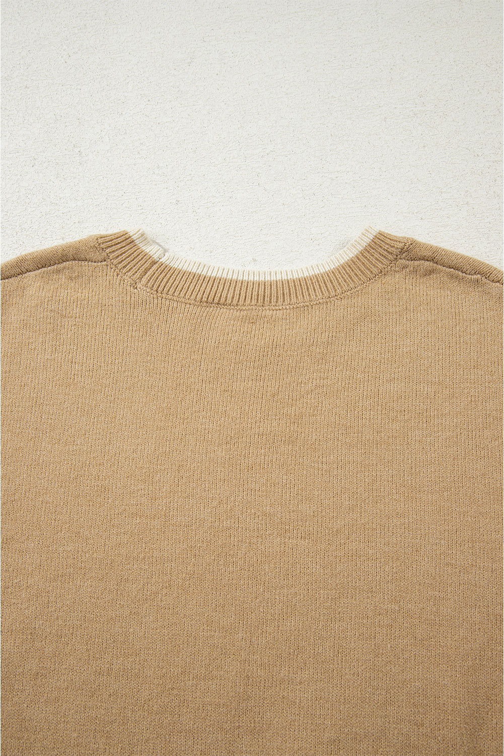 Leopard Bow Split Cuff Contrast Trim Sweater