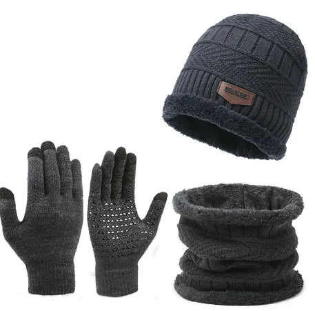 Winter Scarf Gloves Three-piece Set - # BOAA23510001