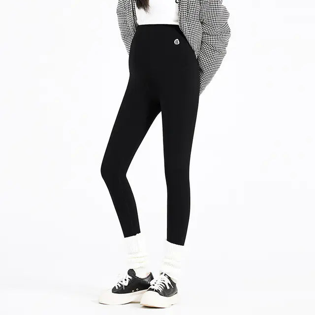 Maternity Velvet Shark Skin Belly Support Pants - # WOM21410011 - PRG